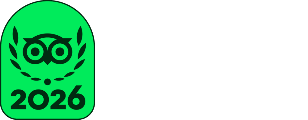 Tripadvisor Travellers Choice award badge left aligned white