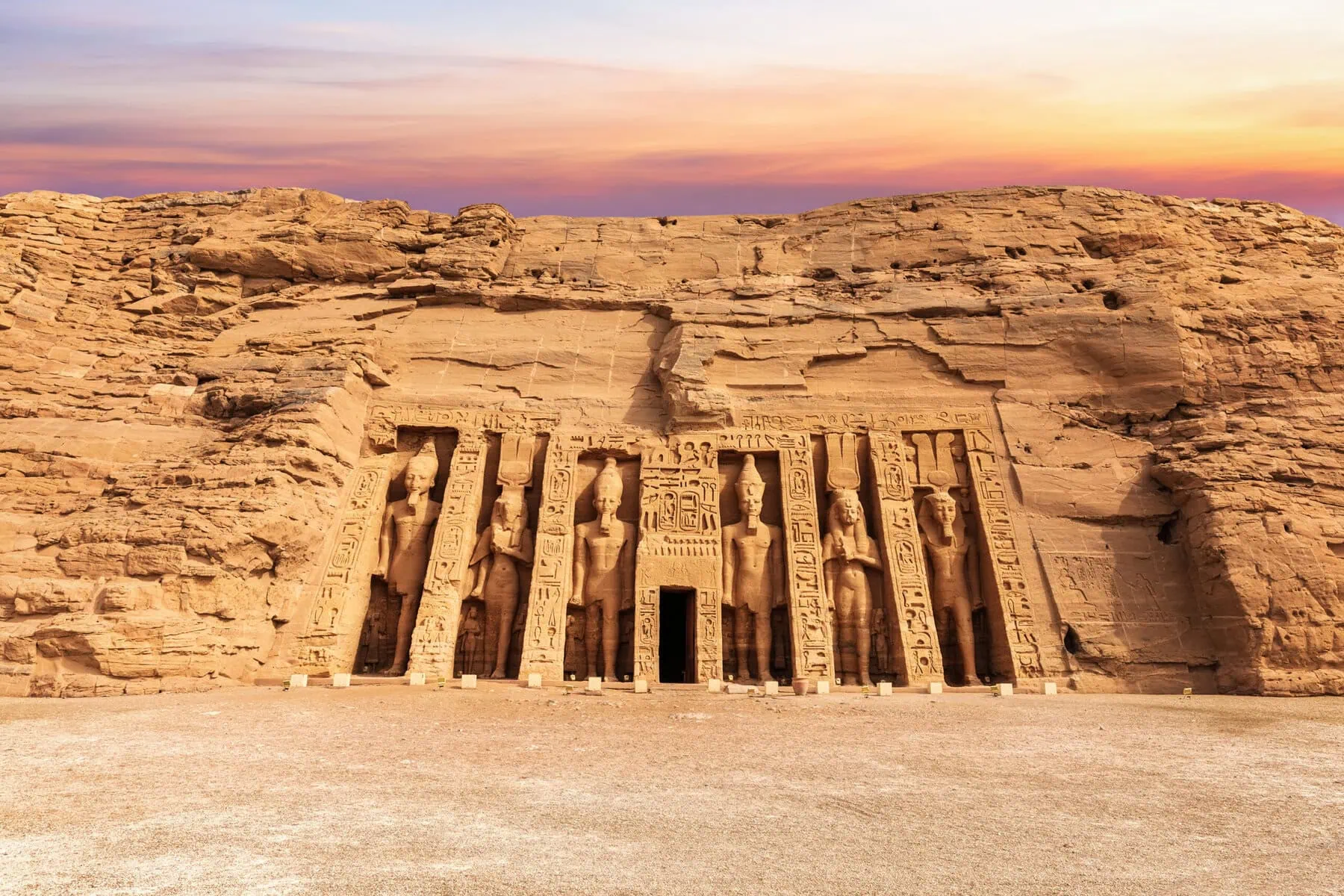 Nefertari Temple main view at sunset, Abu Simbel