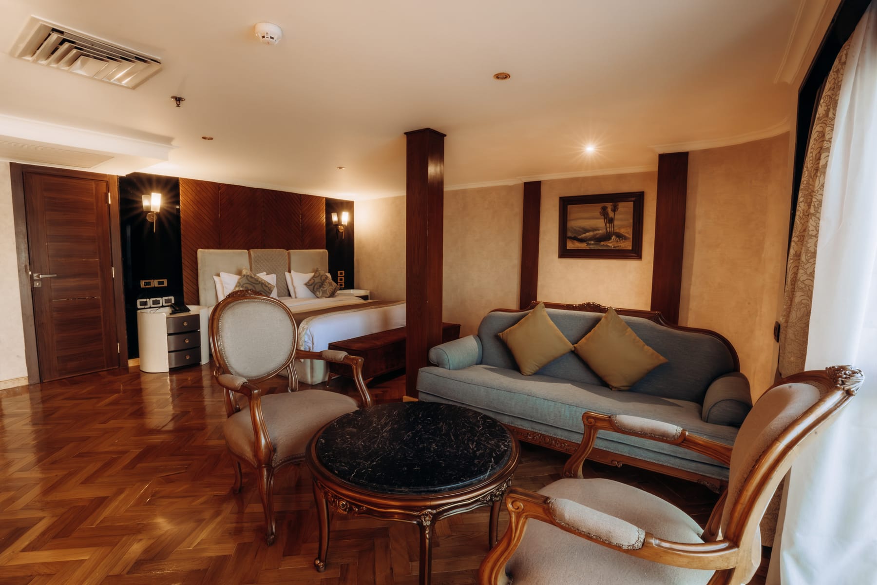 Royal Suite lounge with the bedroom beyond, M/S City and Sea Adonis